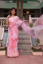 Pink organza Tie Dye saree