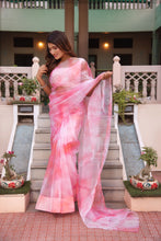 Pink organza Tie Dye saree