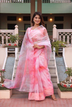 Pink organza Tie Dye saree