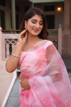 Pink organza Tie Dye saree