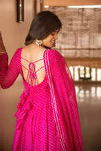 Rani pink lehriya  Anarkali suit